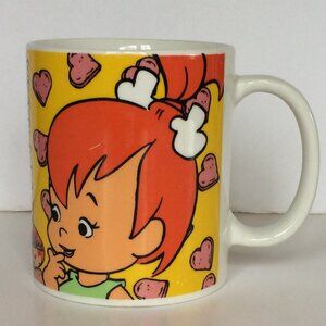 Vintage 1993 The Flintstones Pebbles Bamm Bamm Coffee Mug Yellow Hanna Barbera